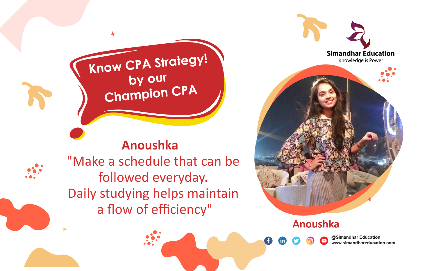Preparation strategy for all CPA exam sections. Here are some important study tips from Anoushka