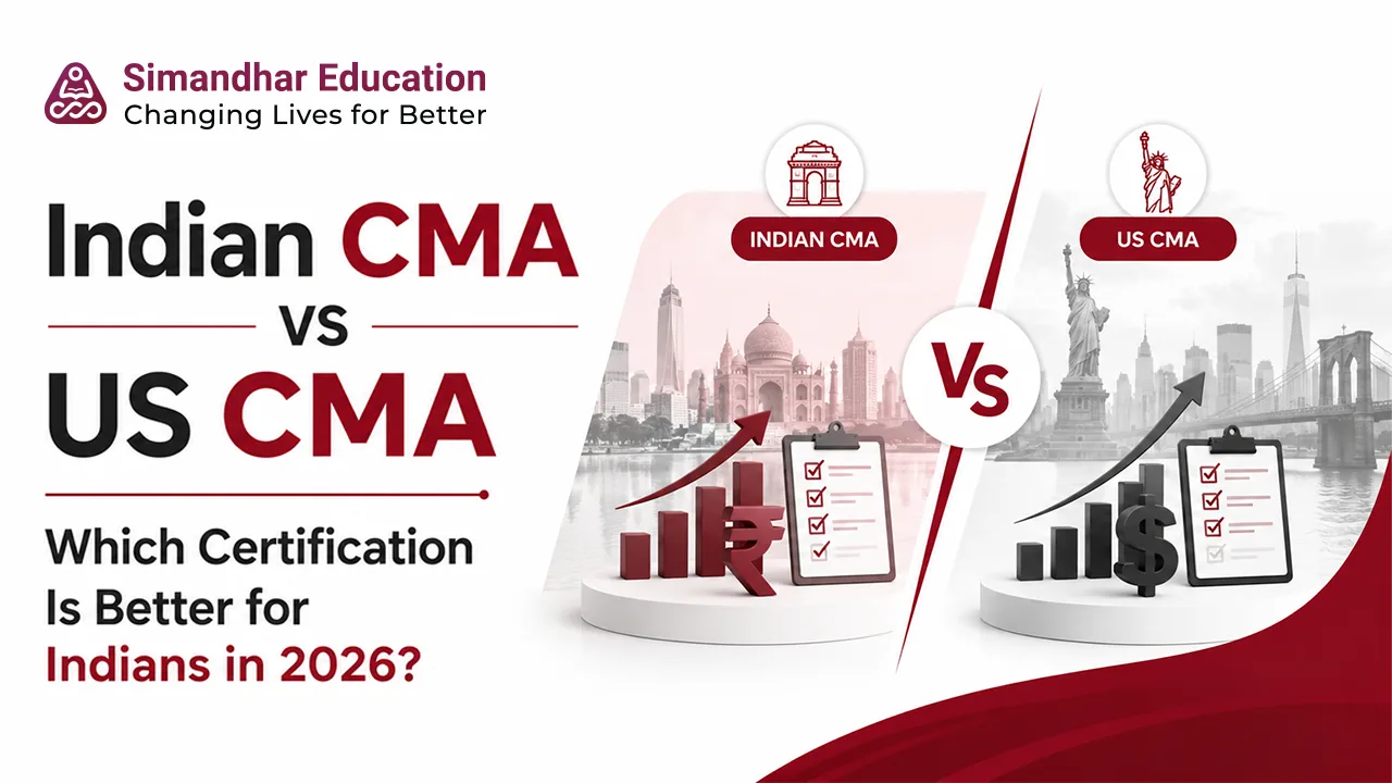 Indian CMA vs US CMA comparison showing eligibility, fees, salary, duration, career opportunities, and global recognition for finance professionals in India.