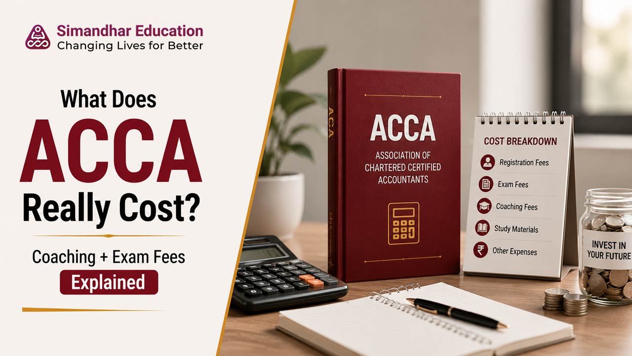 ACCA course fees in India covering registration, exam fees, annual subscription, exemptions, coaching and study material costs