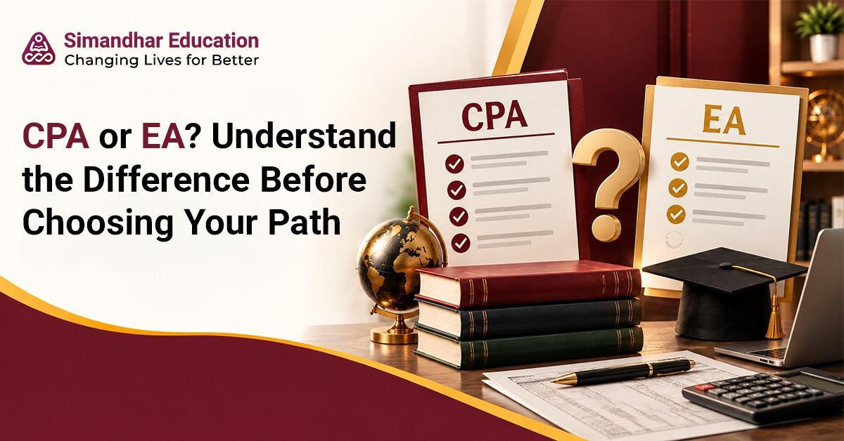 Finance professional comparing US CPA and Enrolled Agent credentials based on eligibility, exams, accounting careers, US taxation, and career opportunities in India.