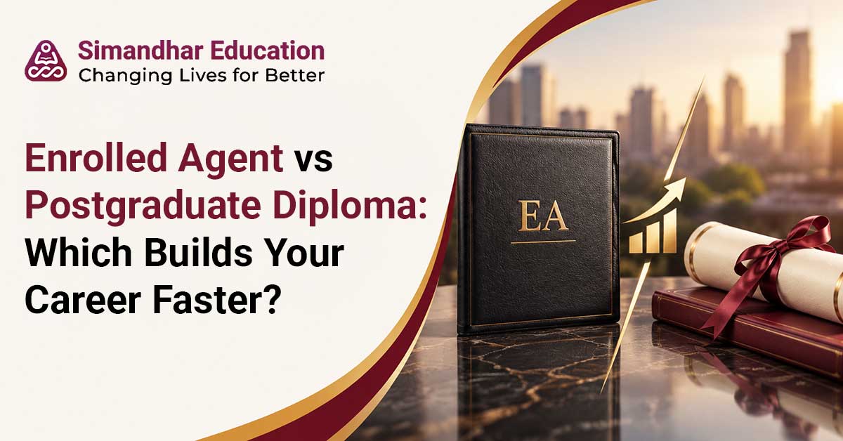 Graduate comparing Enrolled Agent and postgraduate diploma pathways based on course duration, eligibility, costs, career opportunities, and US taxation roles.